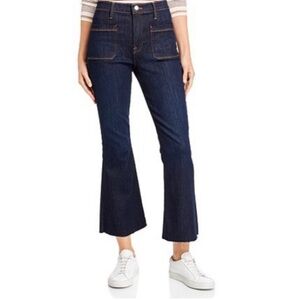 Frame Le Bardot Crop Flare Raw Edge Jeans in Sutherland size 29